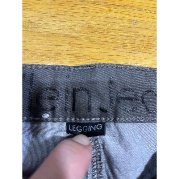 Calvin Klein Jeans Womens Size 29/8 Leggings Pewter Iridescent Silver Goblincore - Picture 4 of 11